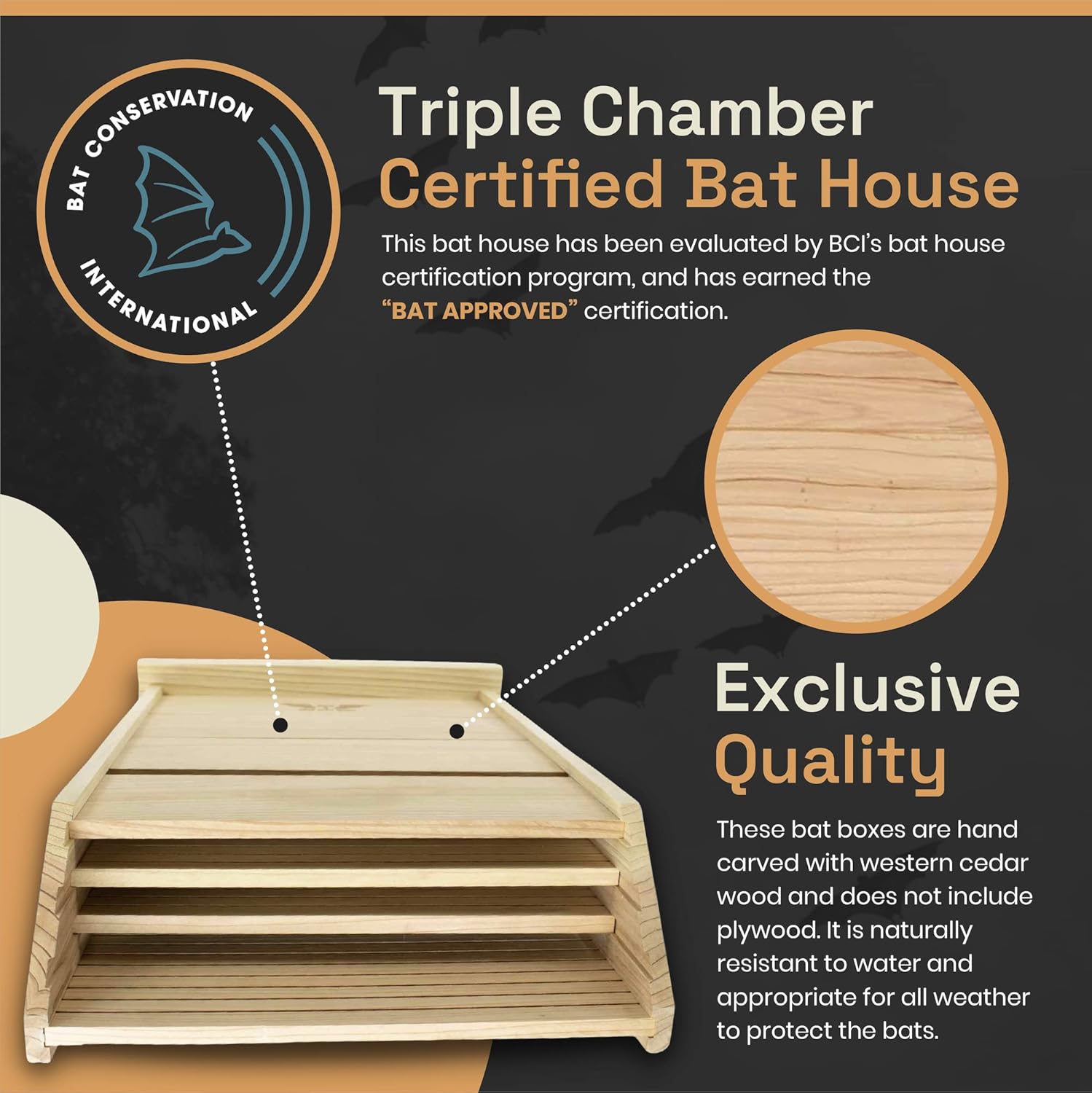 Large Bat House for Outdoors - 2 and 3 Chamber Cedar Bat Box for Outside – WildYard