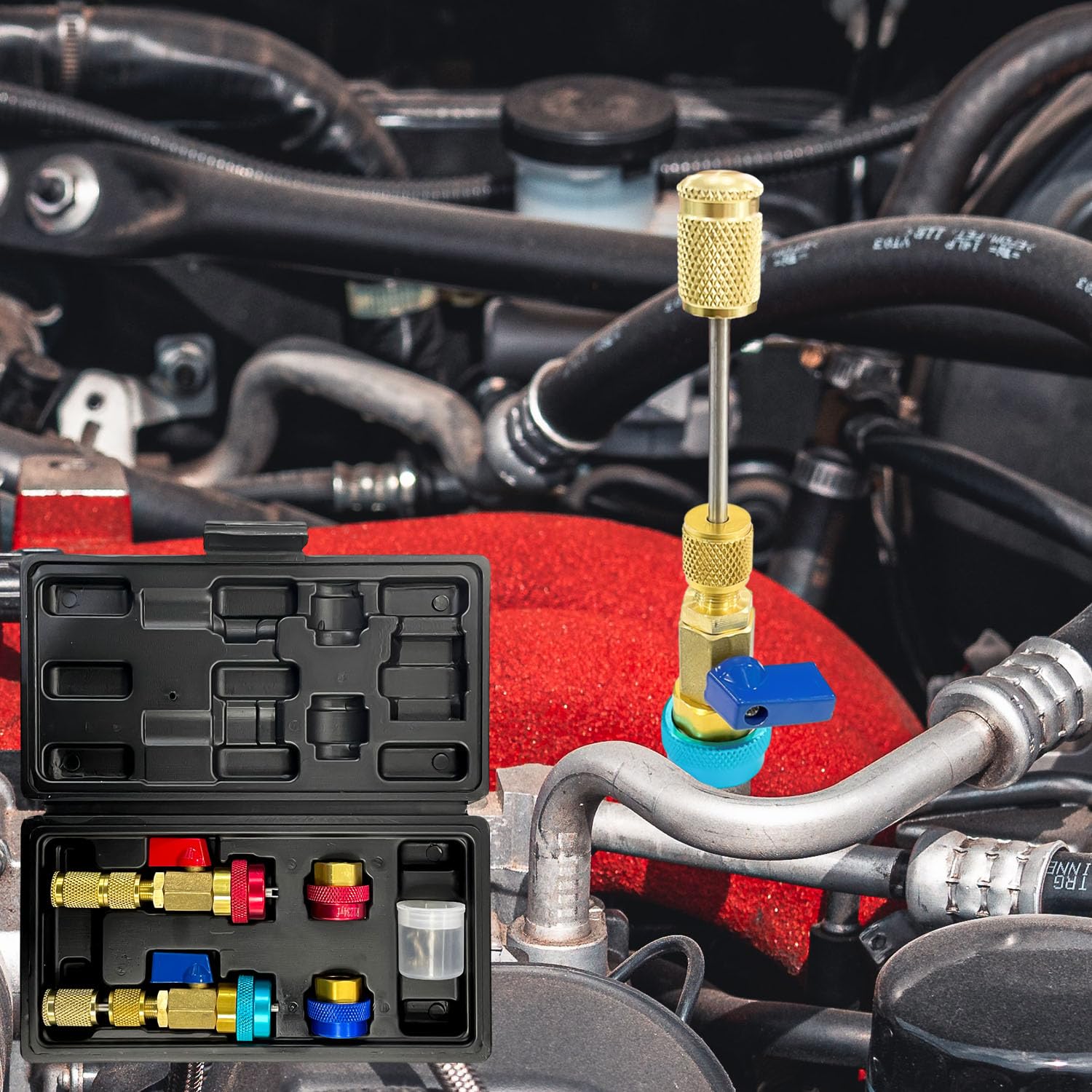 Sutekus Automotive AC Ventilkernwerkzeug R134A R1234YF Ventilkernentferner und Installateur Werkzeug-Set für Standard- und JRA-Ventilkernkupplungen, Reparaturwerkzeuge