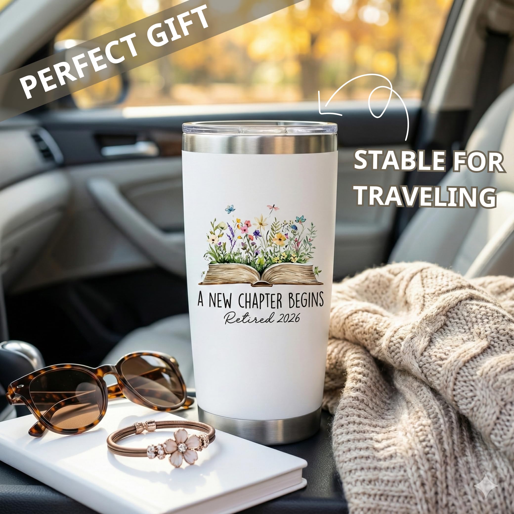 Retirement Gifts For Women 2026 - A New Chapter Begins Tumbler - Retired Gift For Boss Female, Happy Retirement with Nutrition Facts Gifts For Coworker Lady, Mothers Day Gift Chirstmas