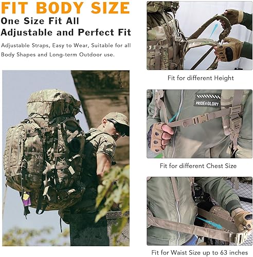 Miniatura 5 de MT Mochila grande del ejército militar con mochila de asalto táctico desmontable, paquete de hidratación, correas acolchadas para los hombros y