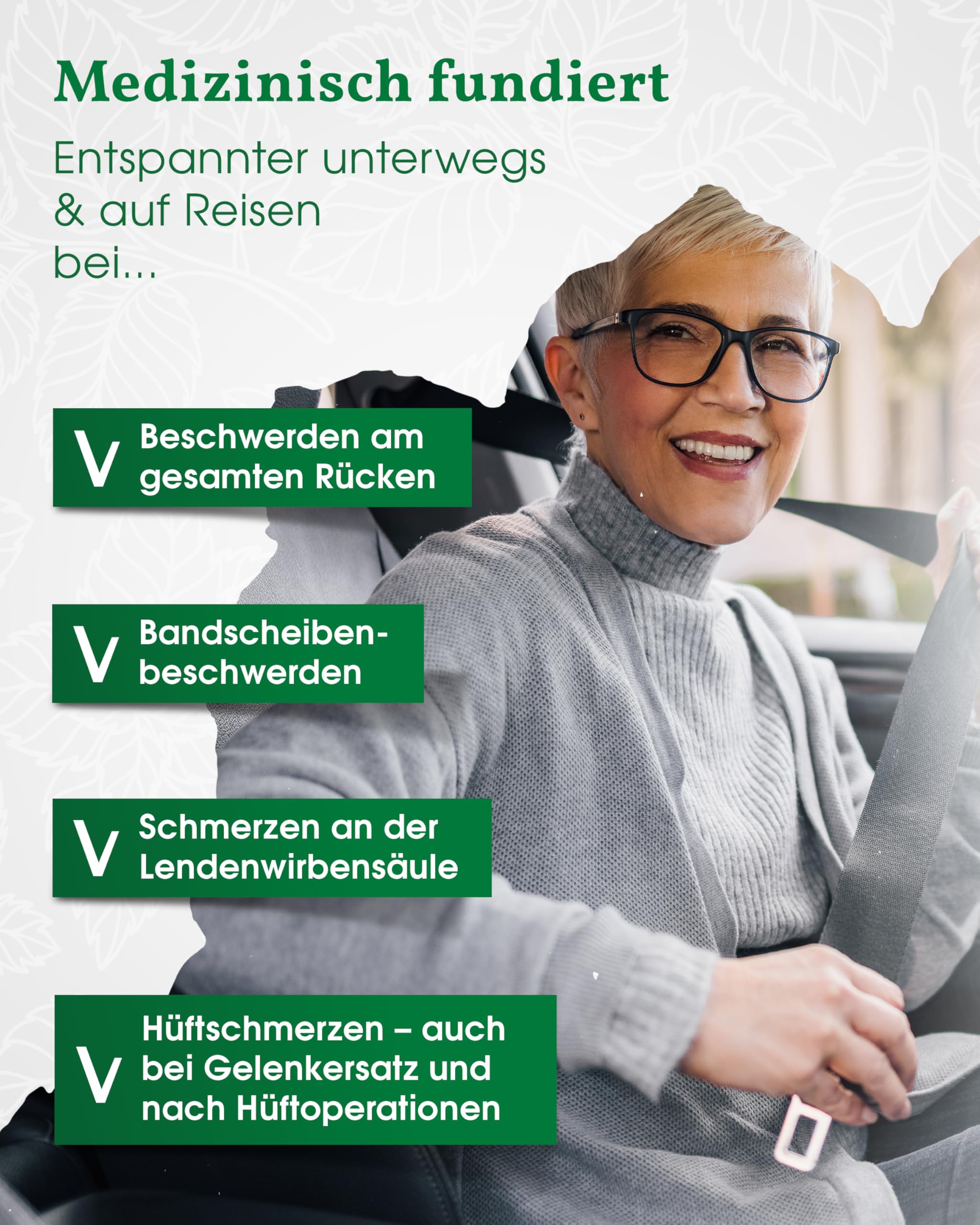 Orthopädisches Keilkissen Auto anthrazit – Ergonomisches Sitzkissen für Fahrersitz & Beifahrersitz – Entlastet Rücken, Hüfte & Knie – Für aufrechtes, schmerzfreies Sitzen im Fahrzeug