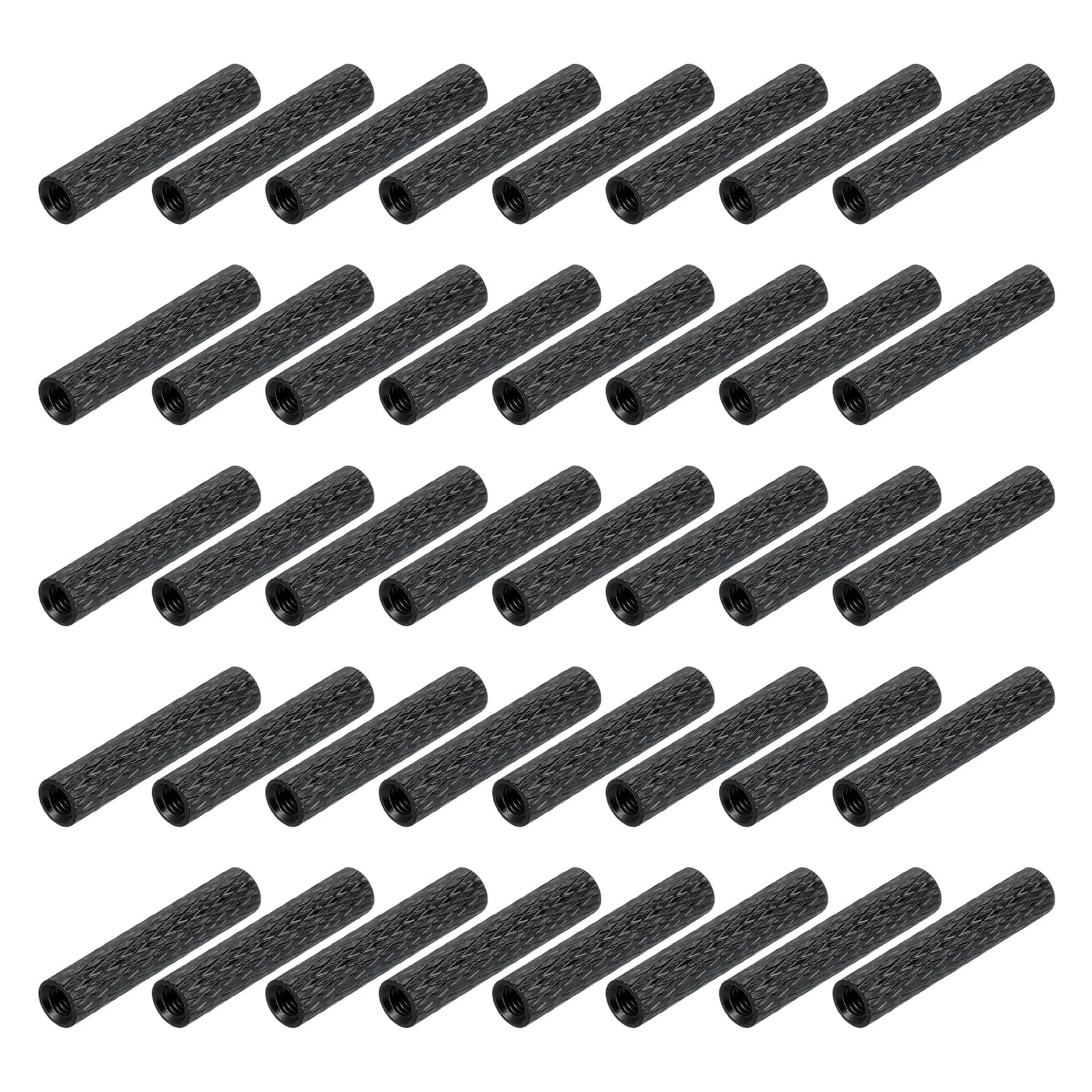 sourcing map 100Pcs M3 x 23mm Aluminum Knurled Spacer Standoff, Round Coupling Nut Bolt Connector Nut Sleeve Stud Rod Fastener for RC Drone Quadcopter FPV Drone DIY Parts (Black, 5mm OD)