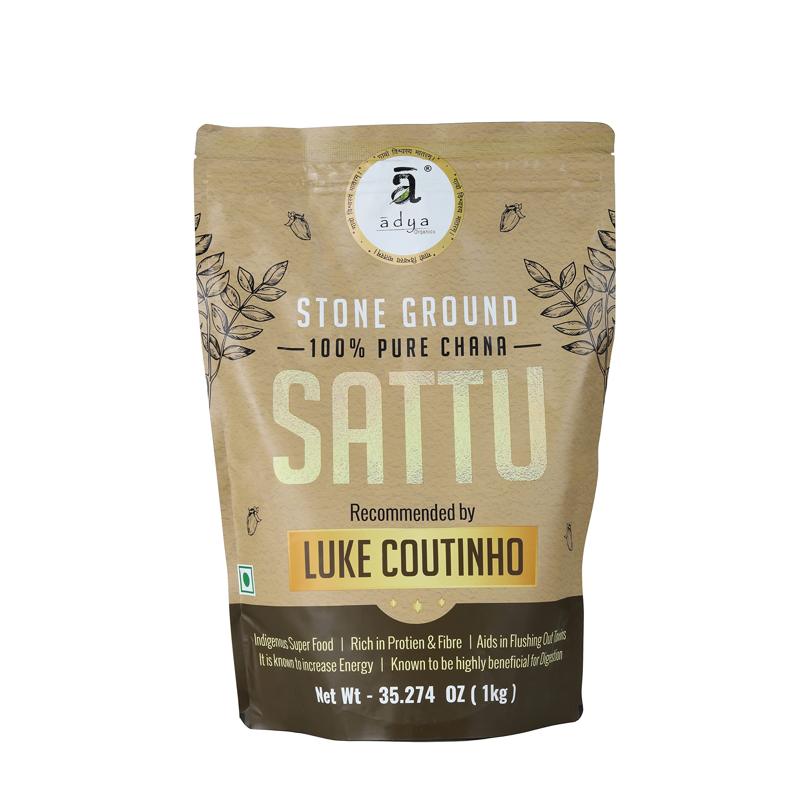 Sponsored Ad - Adya Organics Chana Sattu Powder 1kg | Stone-Ground & Iron-Roasted | Organic Sattu for Drinking | High Protein, Gluten-Free, Low GI | Traditional Bihar Sattu