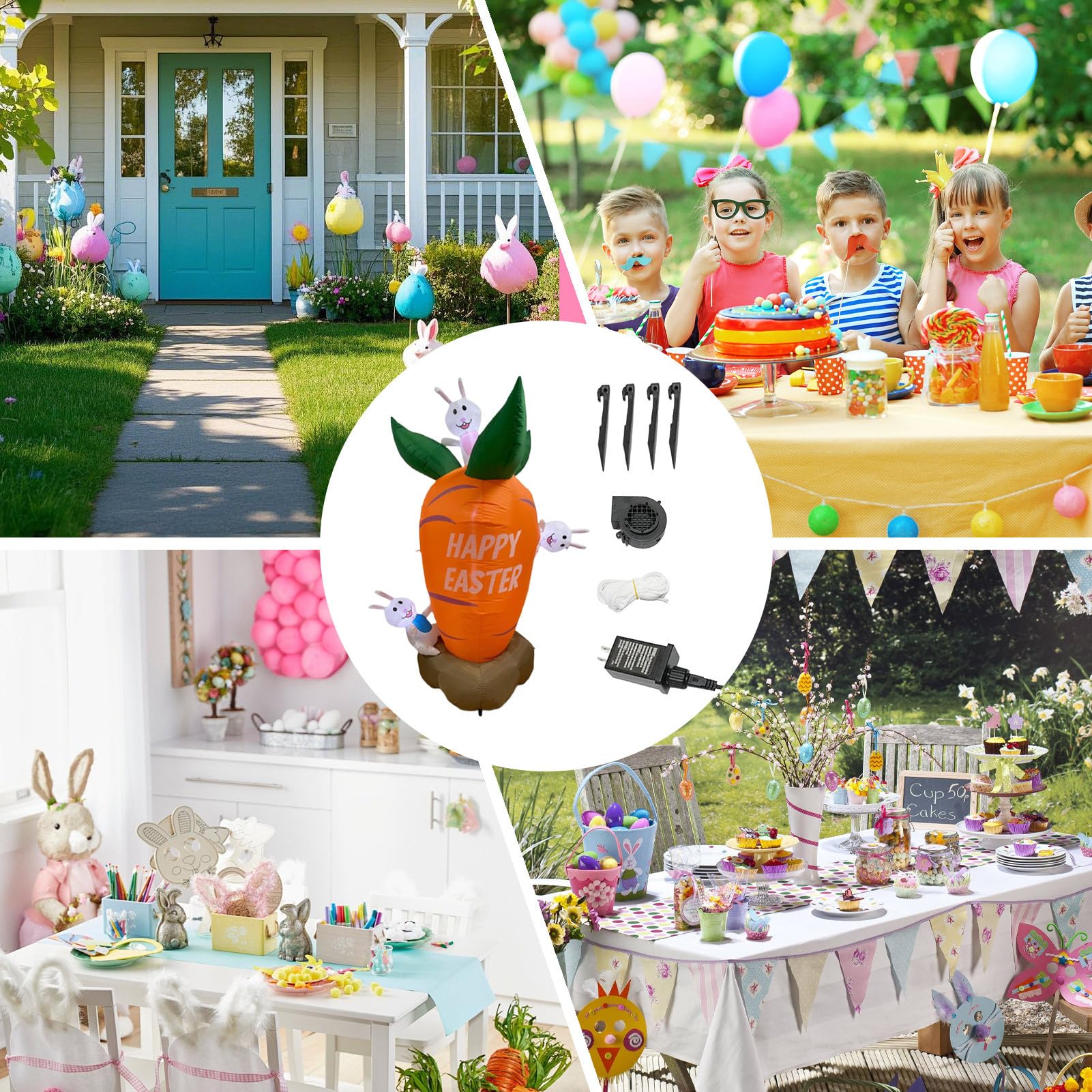 Outdoor Easter Inflatables Oświetlona Ozdoba Świąteczna -Marchewka 183 Cm | Wiosenna Ozdoba Dekoracja Na Trawę I Taras Na Podwórko Przed Domem Ganki Centra Handlowe