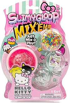 Hello Kitty And Friends SLIMYGLOOP Mix’Ems, Pink Glitter Slime, Collectible Charm, Fun Slime Add-Ins, Hello Kitty Slime, Party Favors for Kids 8-12, Girls Toys Age 6-8, Slime for Kids, Sanrio Stuff