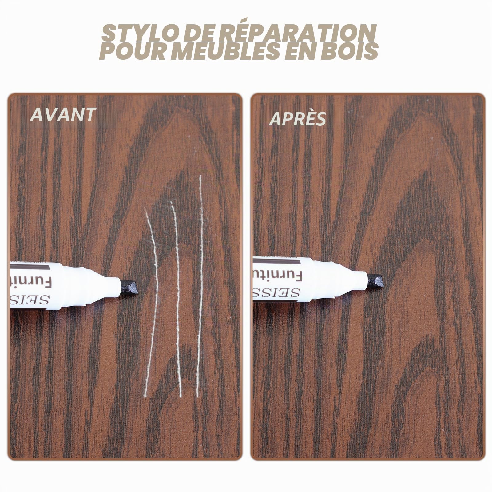 SEISSO Kit de réparation pour bois, kit de réparation pour planchers composites,marqueur pour meubles,pour réparer les rayures, les armoires et percer des trous