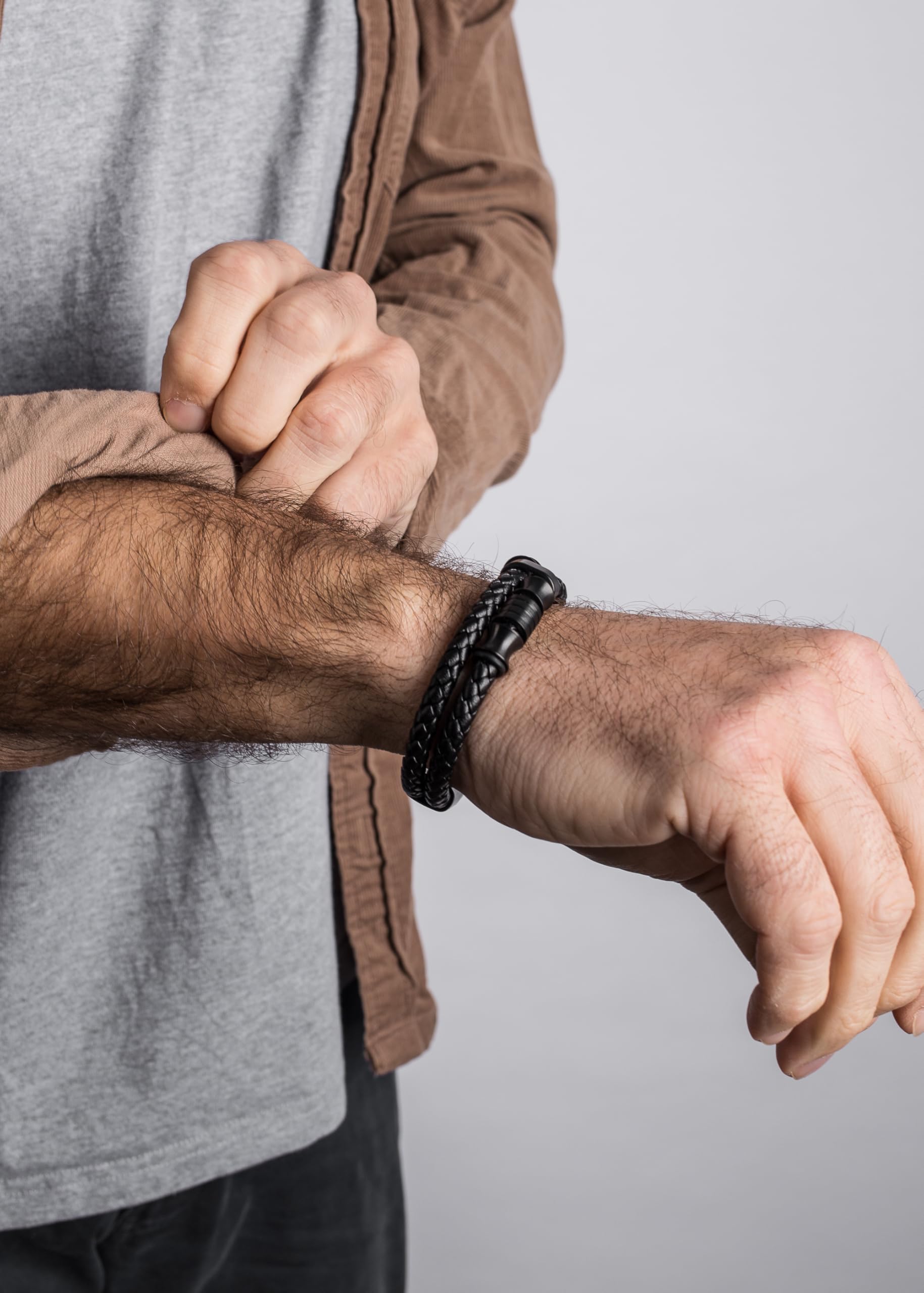 Akitsune Gracilitas Bransoleta ze Skóry | Biżuteria dla Kobiet, Bransoleta Męska ze Stali Nierdzewnej z Magnetycznym Zapięciem, Skóra, bez kamienia