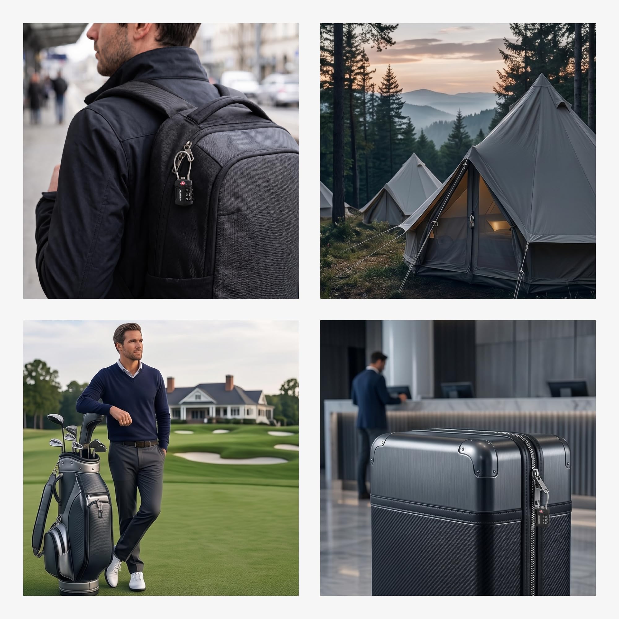 PORTENTUM Candado TSA homologado con combinación de 3 dígitos – Pack de 20 – Candado maleta viaje con cable flexible y llavero identificador – Candado equipaje para mochilas maletas bolsas y taquillas