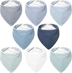 Bearmoss Muslin Baby Bibs 100% Cotton Baby Bandana Drool Bibs for Unisex Baby Girls Boys Drooling and Teething | Soft Absorbent Adjustable Bibs for Unisex Boys and Girls,Easy to Clean for Infant,Toddler, Newborn,Wider design,0-36 Months