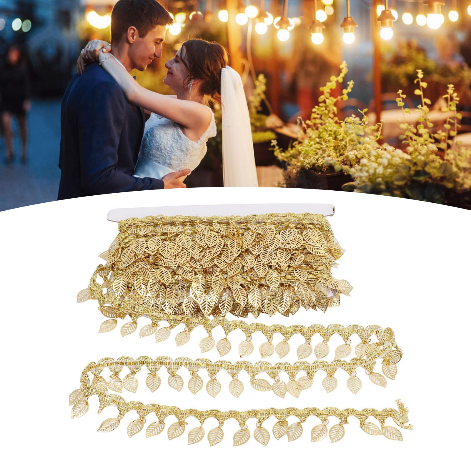Guirlande Feuilles Artificielle Dorée 10 M - Ruban Décoratif Pour Mariage, Fête, DIY - Style Lierre Doré