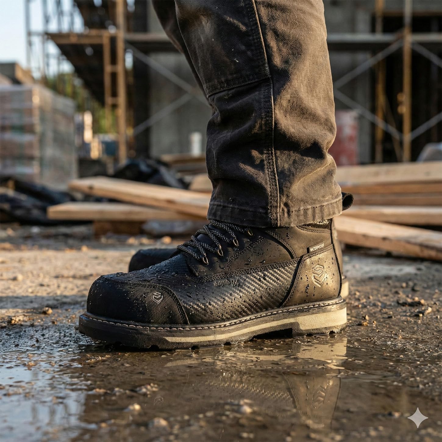 SUREWAY Men's 6" Waterproof Soft/Composite Toe Work Boot - Heavy Duty Crazy Horse Leather, Slip Resistant Lace Up for Construction & Industrial Safety - Image 2