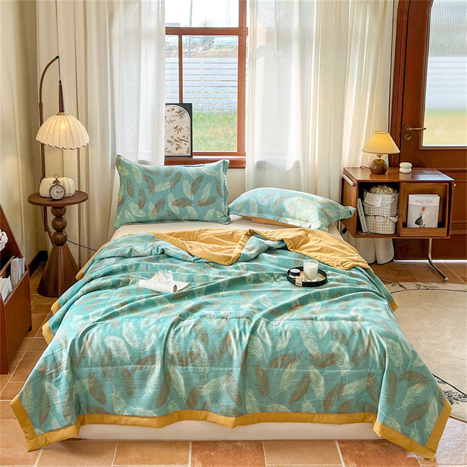Odot Edredón Verano Cama 150/180/200/220, 2,5 TOG Reversible Edredon Acolchado Invierno Sin Funda - Ligera y Respirable Manta de Suave para Días Calurosos (Plumas,220 * 240cm)