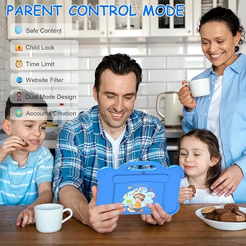 Miniatura 3 de Tableta infantil de 10 pulgadas, 8 GB de RAM 64 GB ROM Android 13 tabletas para niños, tableta de control parental para niños pequeños con funda