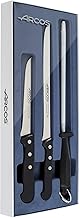 Arcos Set of 3 cutting pieces stainless steel Nitrum and blade mm. Ergonomic POM polyoxymethylene handle. Universal series. Long and resistant blade with embroidery that cuts easily. Colour: black.