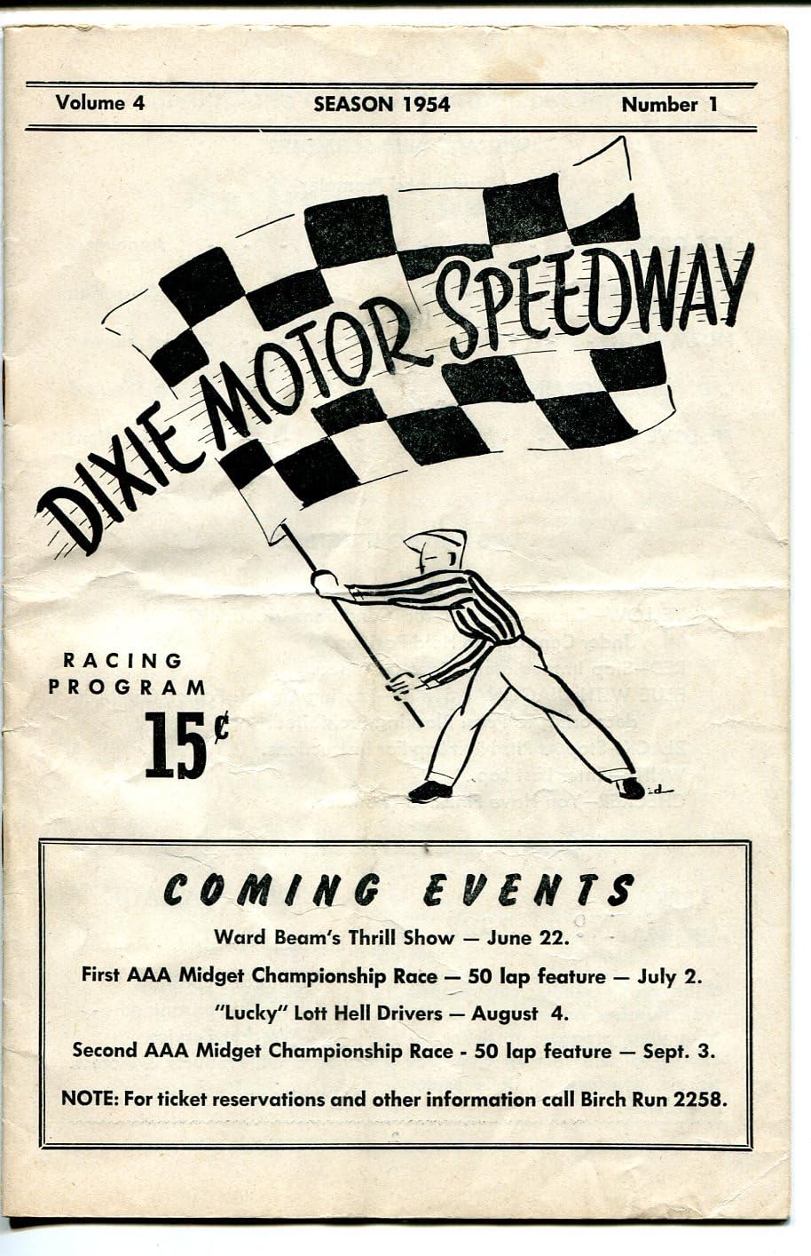 Dixie Motor Speedway Speedway Auto Race Program1954