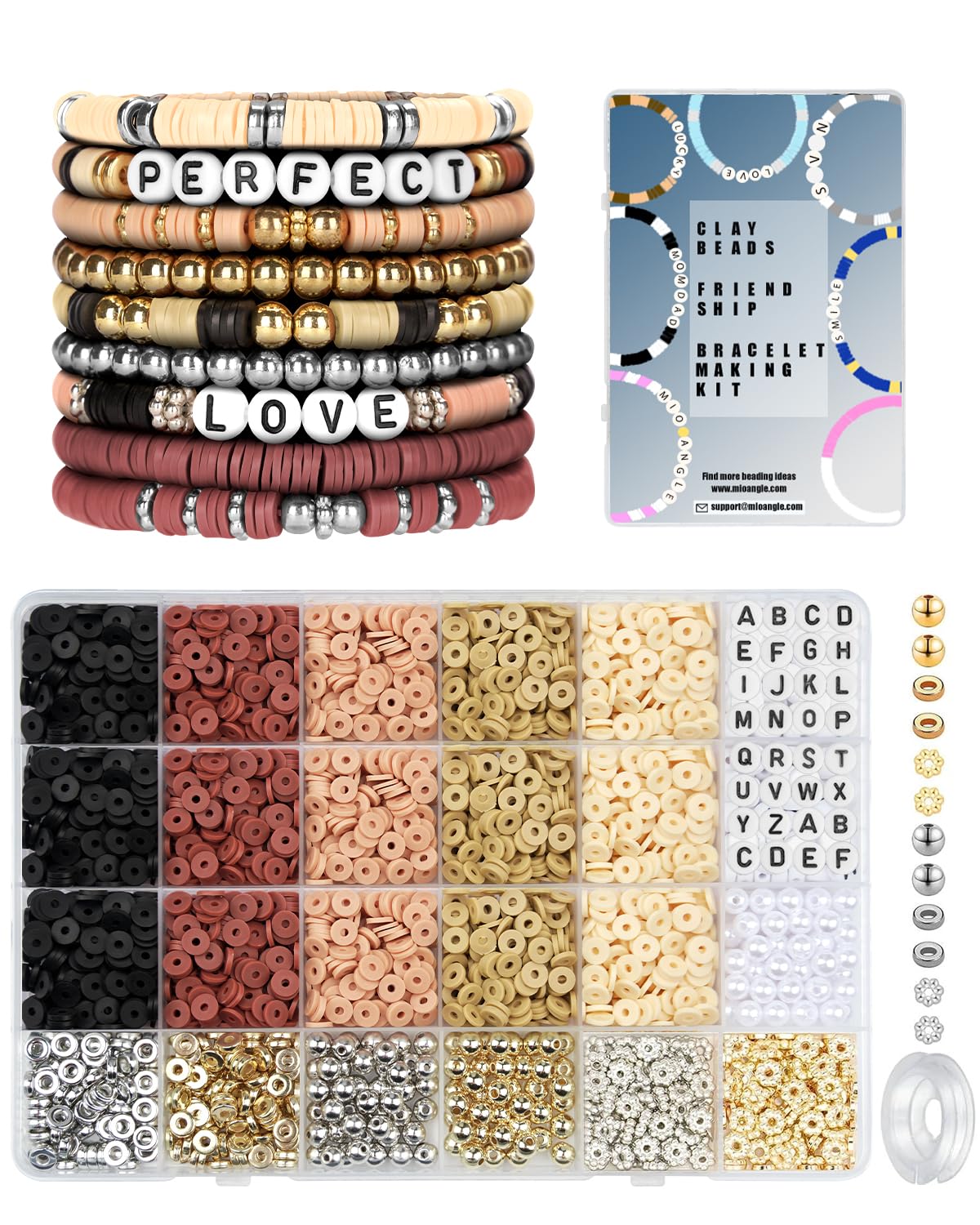 Clay Beads with Letter Beads Bracelets for Women Bracelet Making kit Golden Beads for Jewelry Making Charms Friendship Bracelet Kit DIY Arts and Crafts Birthday Gifts Preppy?Earth Tone?