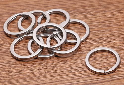 Miniatura 2 de Shapenty 100 llaveros de acero inoxidable a granel con división plana para llavero con clip para llavero para proyectos de manualidades y