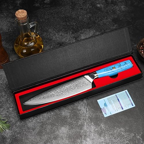 Miniatura 6 de Home Safety Cuchillo de chef japonés profesional de acero de Damasco de 8 pulgadas, cuchillo de cocina VG-10, cuchillos de chef de damasco, cuchillo