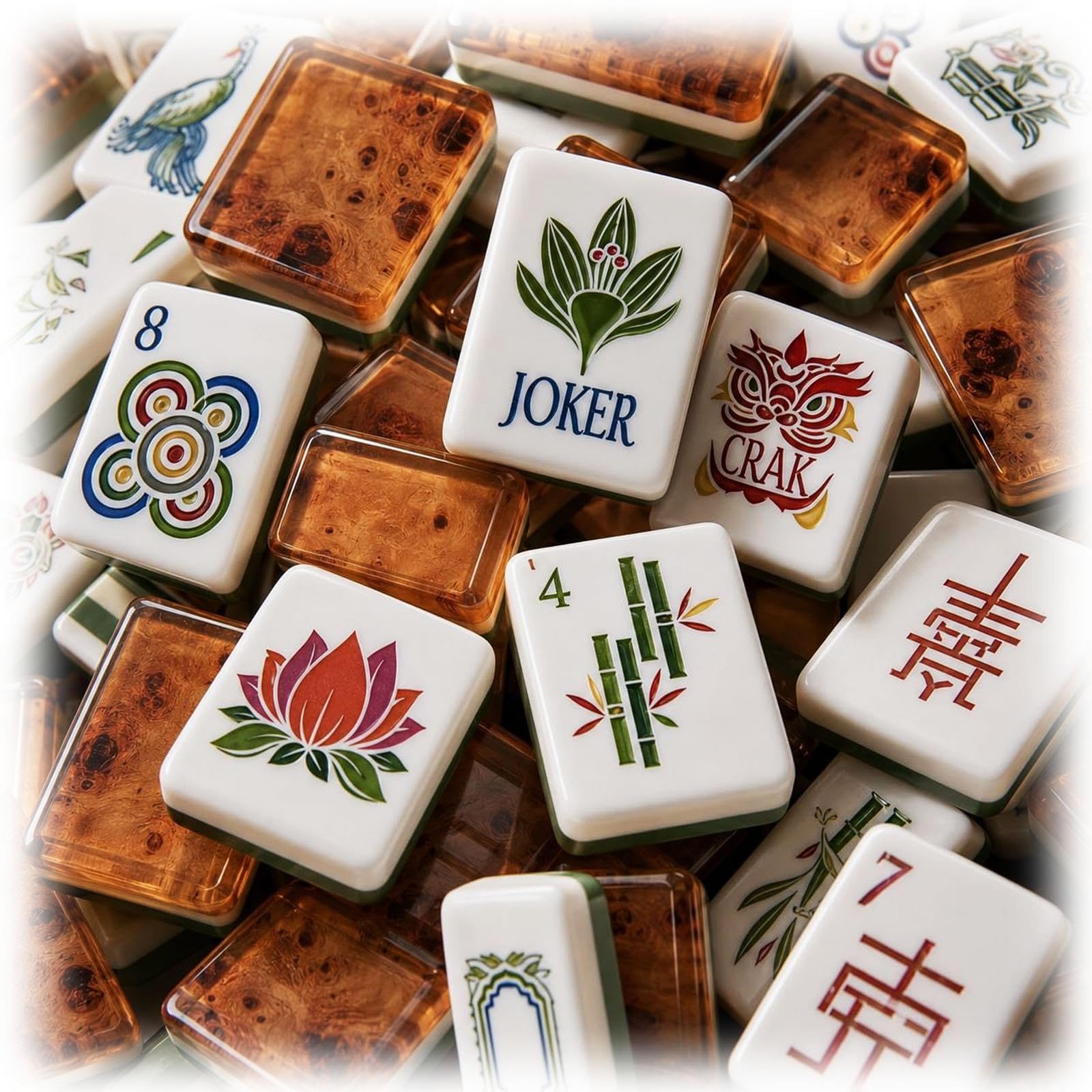 Premium Acrylic American Mahjong Tiles Set, 4-Layer Mahjong Set with Bag