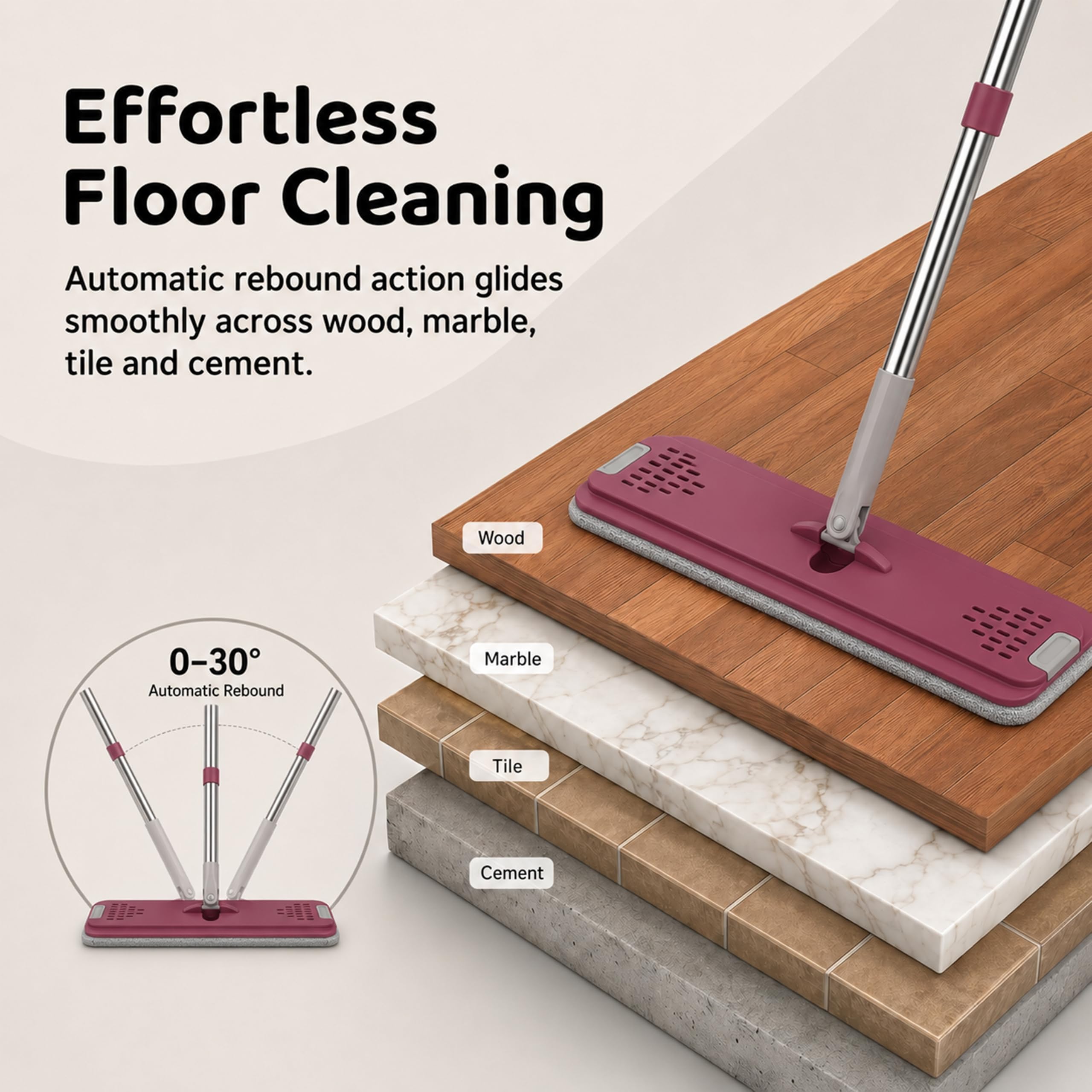 UPC 360° Rotating Microfiber Mop - Hands-Free Cleaning -7
