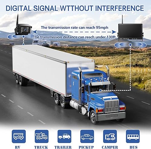 Miniatura 10 de Sistema de cámara inalámbrica de respaldo de 9 pulgadas para caravana, camión, remolque, cámper, monitor de 9 pulgadas, DVR Quad Split Monitor IP69,
