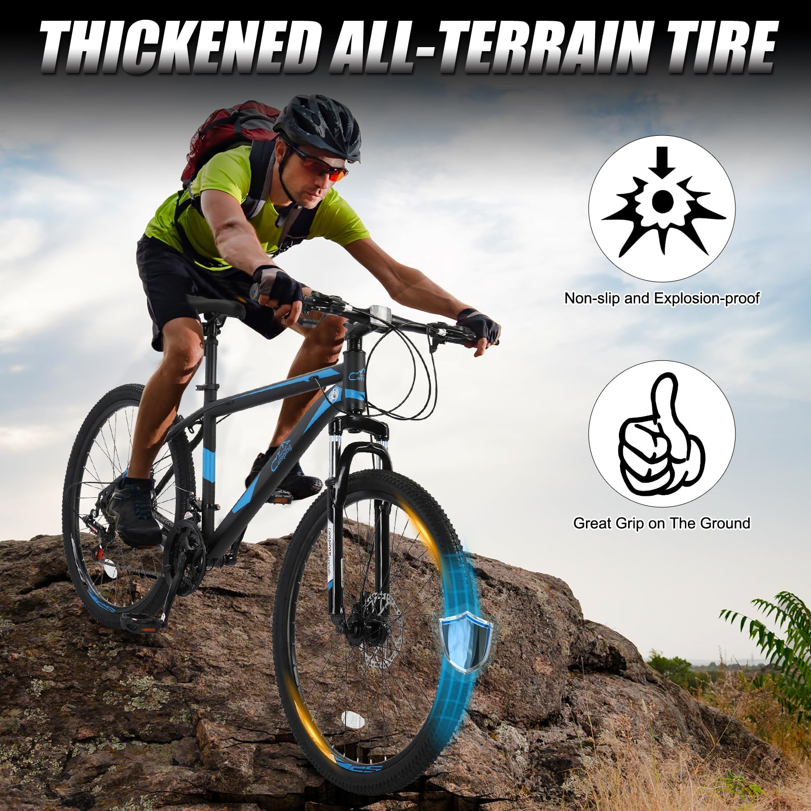 Ktaxon Mountain Bike 24/26/27.5 Inch Men & Women Mountain Bike with 21-Speed Adult Bikes, Double Disc Brake, Suspension Fork and High Carbon Steel Frame