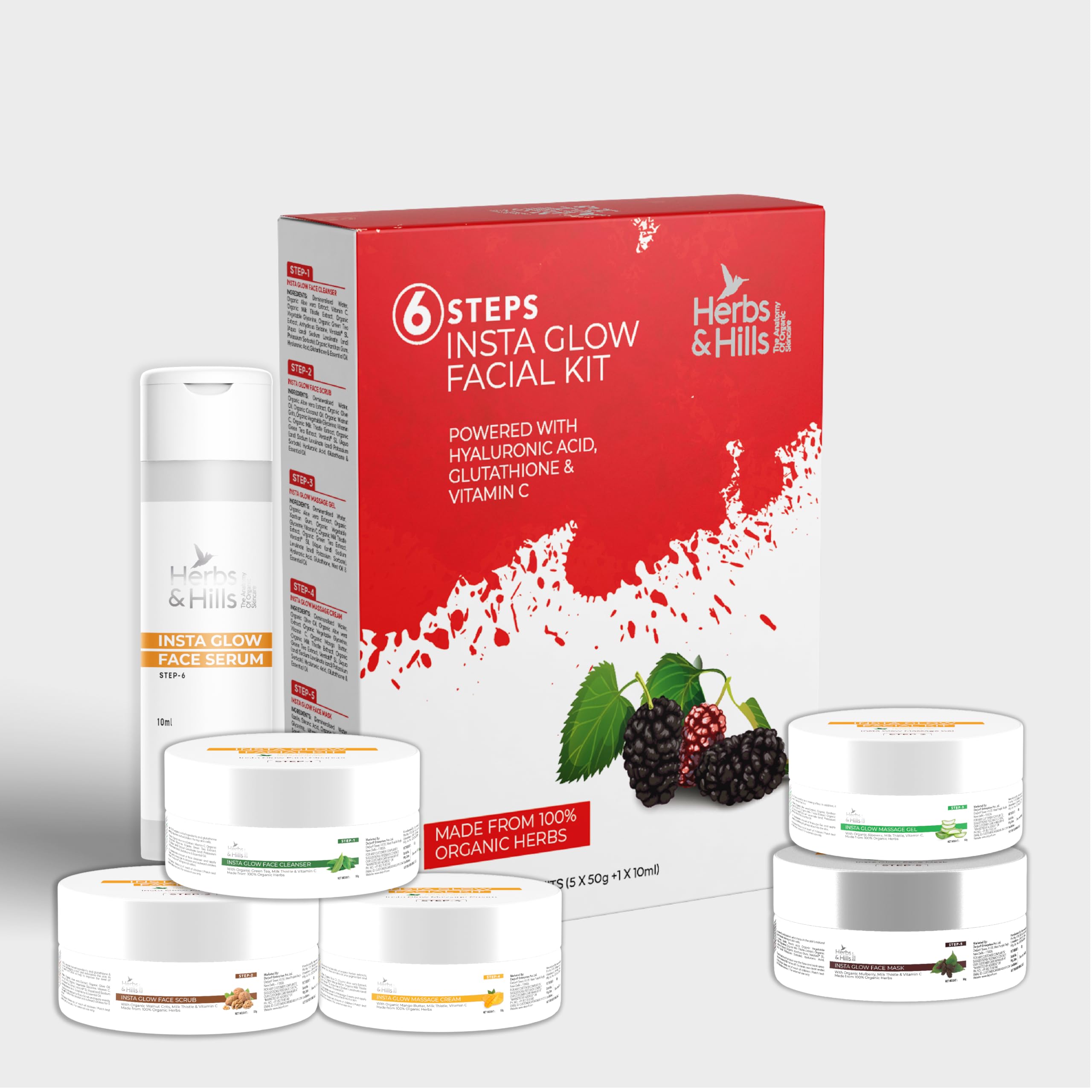 herbs and hills glutathione face wash & Facial Kit, 6 Steps Insta Glow Facial Kit with Vitamin C, Beauty Medicare Part B Outpatient Pet Eye Irritation Treatment Type:Vial (4ml)