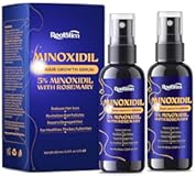 5% Minoxidil Hair Growth for Men and Women: 2-Pack Extra Strength Minoxidil Hair Loss Treatment Serum with Rosemary for Faster Stronger Thicker Hair Growth - 60ML Each