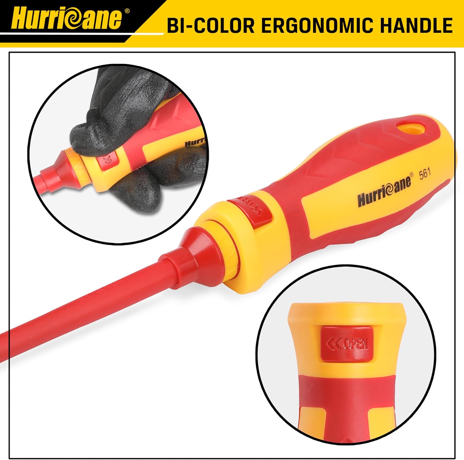 HURRICANE 2 Piece Replacement Handle for HURRICANE 1000V Insulated Electrician Screwdriver Set, All-in-One Premium Professional 13-Pieces CR-V Magnetic Phillips Slotted Pozidriv Torx Screwdriver
