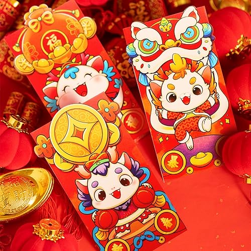 Miniatura 5 de COMONS Sobres rojos chinos de la suerte de dinero HongBao paquetes rojos Lai See bolsillos de efectivo para Año Nuevo chino 2023 Festival de