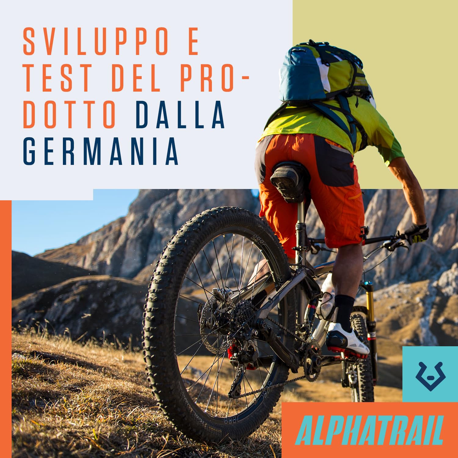 Alphatrail Minipompa Steve - Per tutte le valvole 8,3 Bar / 120 PSI pressione massima I manometro grande (Ø32mm) I t-maniglia ergonomica I pompa bicicletta per la valvola presta, schrader & dunlop