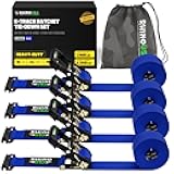 Rhino USA E Track Ratchet Tie Down Straps (4,500lb Break Strength) - Includes (4) Premium 2