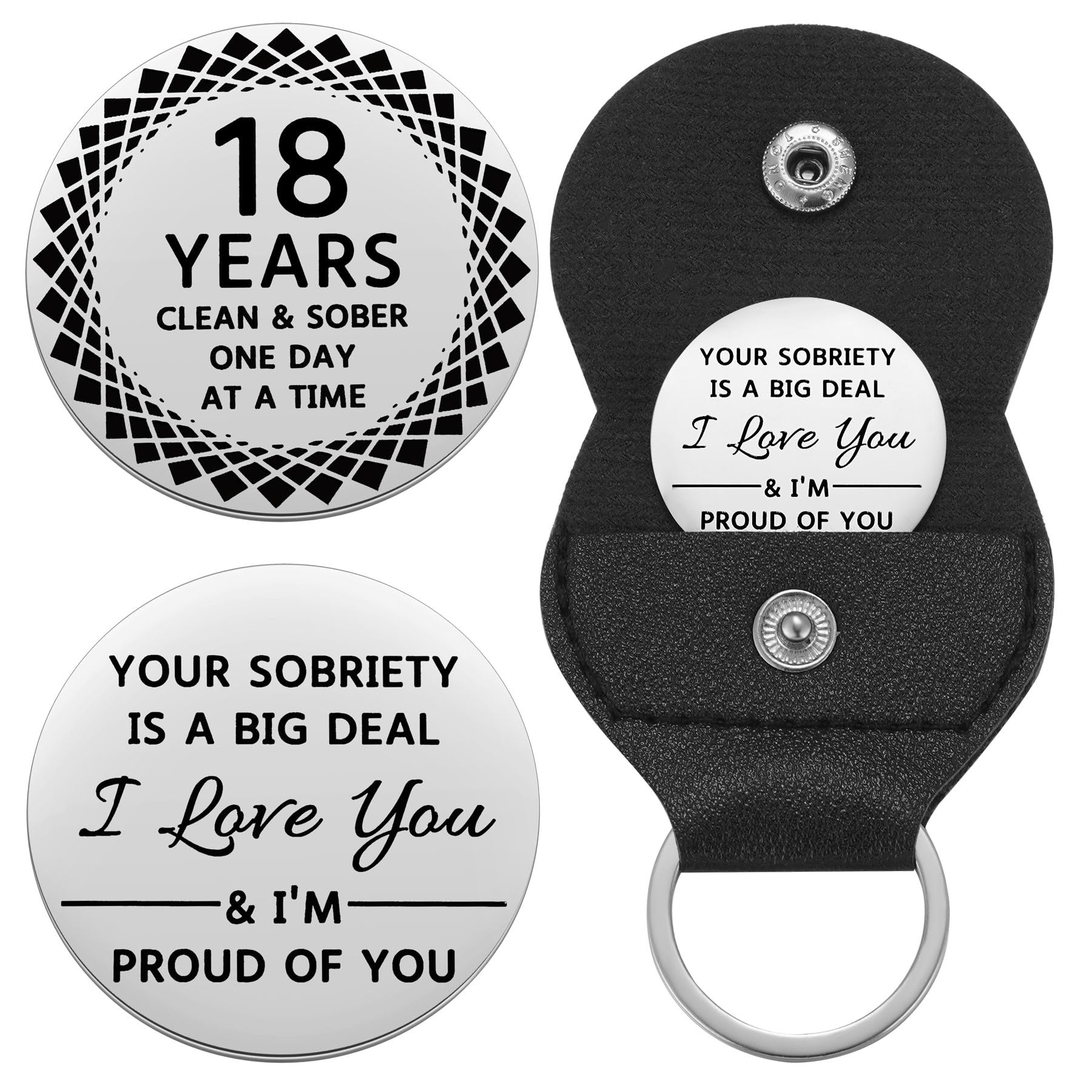 Ukodnus 1 to 11 Months Sobriety Coin, 1 to 30 Years Sober Coin, Clean & Sober One Day at a Time, Recovery Token, AA Anniversary Medallion Chip Gifts, Alcoholics Anonymous, S, Stainless Steel, no