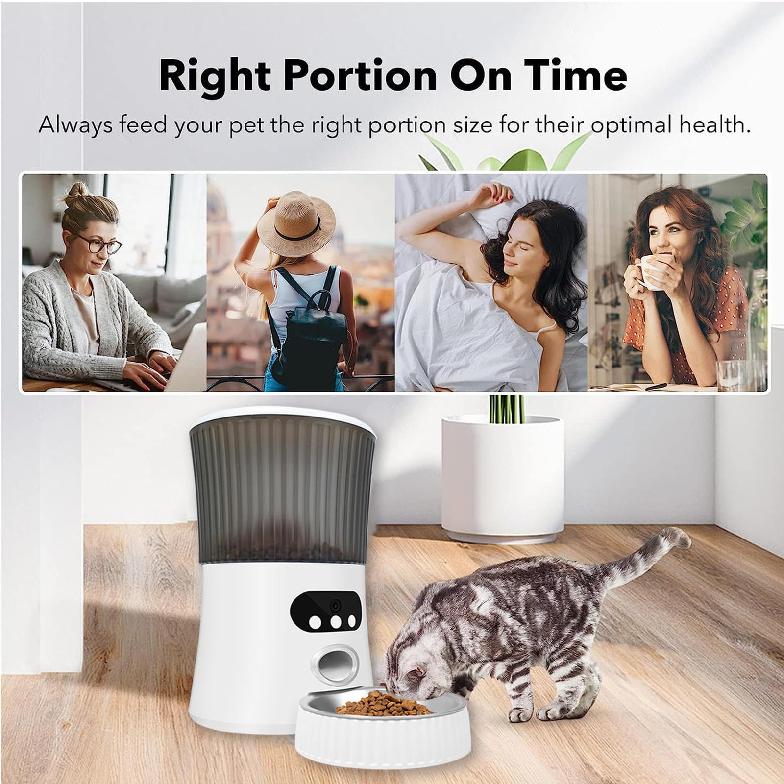 Comedero Gato Automatico WiFi, 6L con Cámara 1080P, 2.4G WiFi con App Video Audio Visión Nocturna Alimentador Automatico Gatos, Comedero Perro Automatico