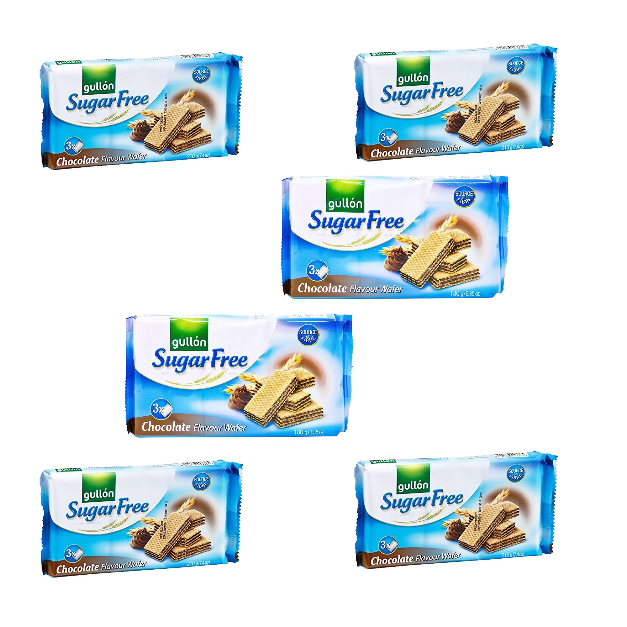 Obleas de crema de chocolate sin azúcar Gullon 210 g (PAQUETE DE 6)