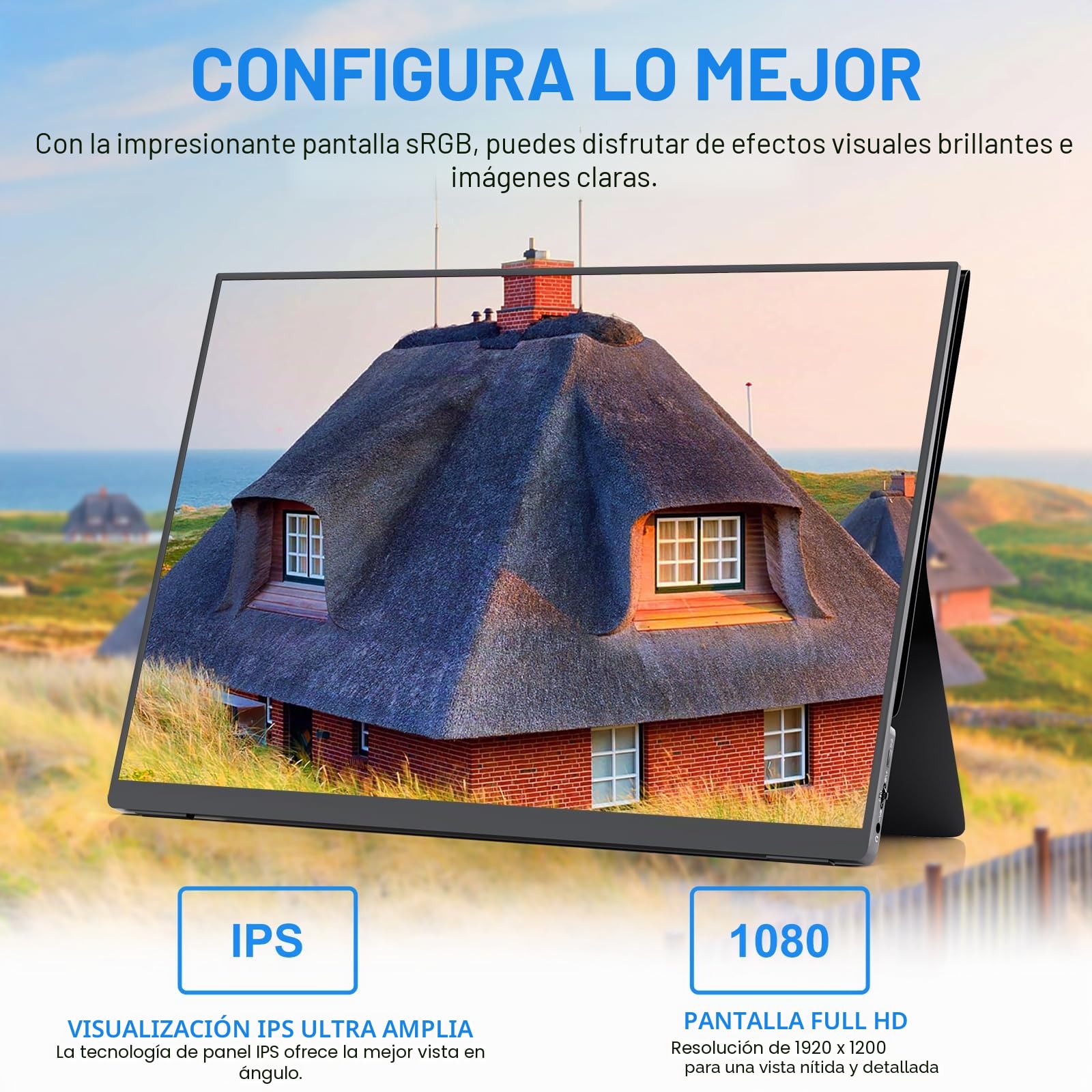 Monitor portátil de 10.5 pulgadas, 60 Hz, 1920 x 1200 FHD IPS con USB-C Mini HDMI