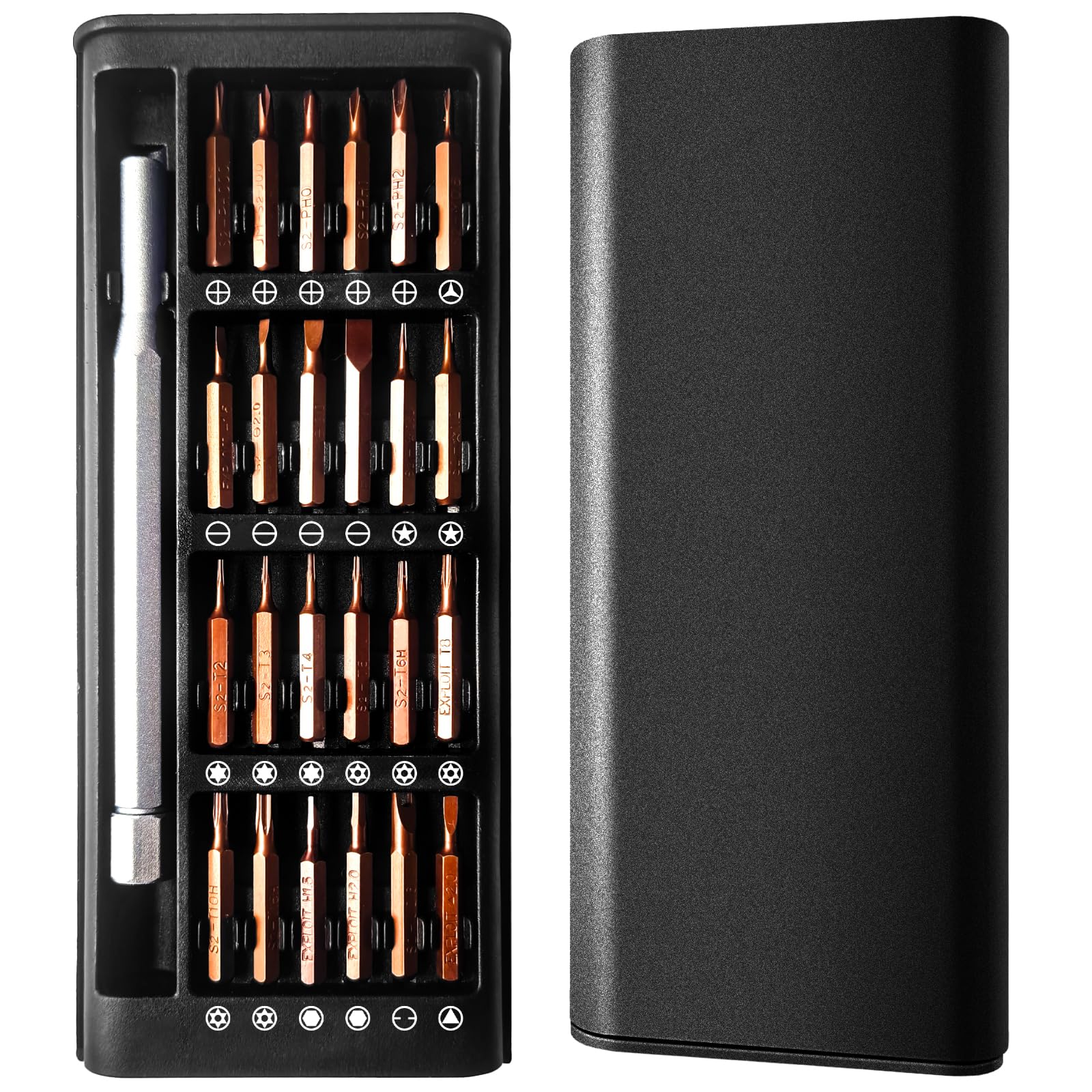 HPMAISON 25Pcs Precision Mini Screwdriver Set, S2 Steel Magnetic Screwdriver Set Electronic Repair Tool Kit for iPhone, iPad, MacBook, Computer, Laptop, PC, Tablet, Phone, PS4, PS5, Switch, Xbox