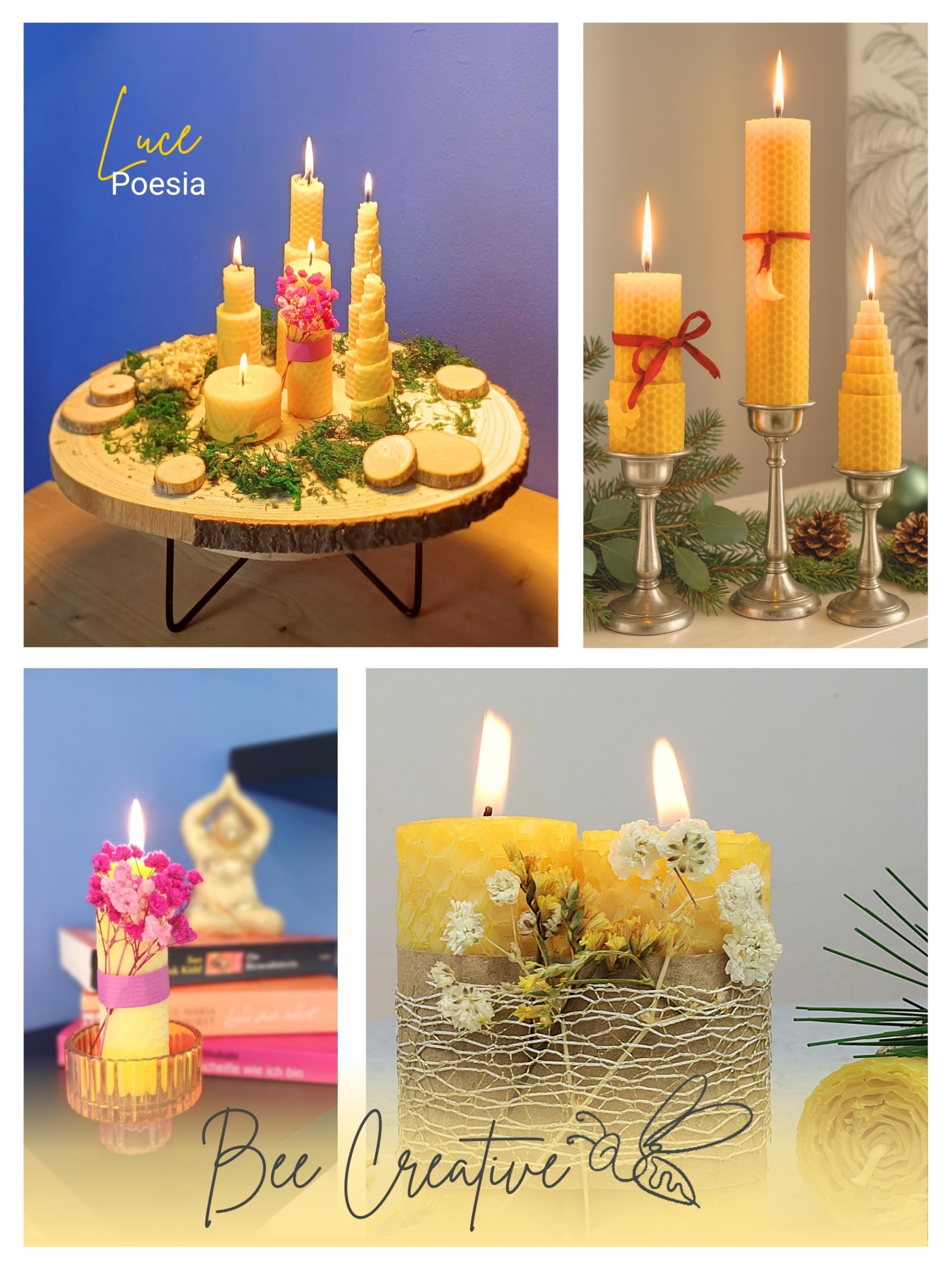 Wachsmann Set fai da te per candele in cera d’api, realizza 10 candele naturali, kit creativo colorato per bambini e adulti, lastre e stoppini inclusi, prodotto in Germania