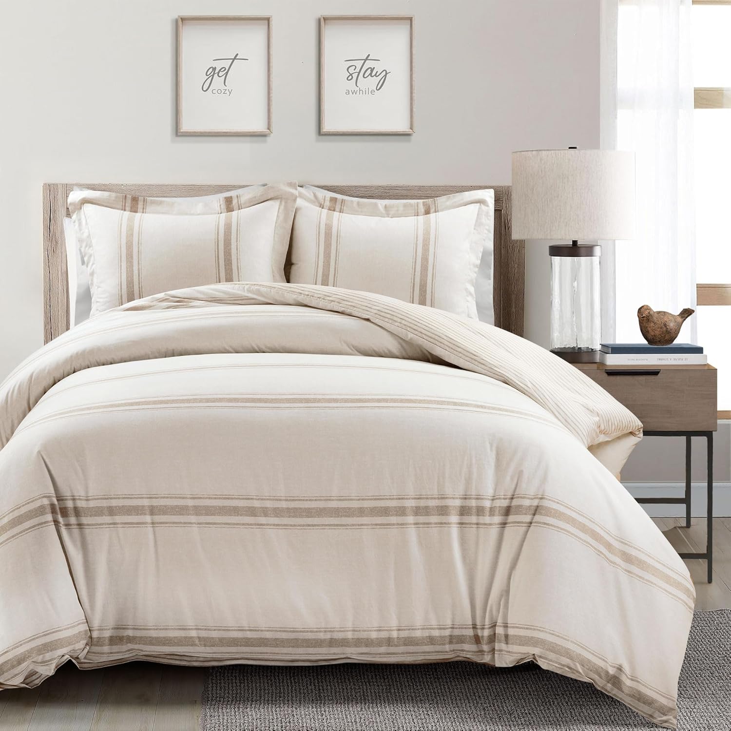 Lush Decor Comforter Farmhouse Stripe, Full/Queen, Neutral Lush Decor Comforter Farmhouse Stripe, Full/Queen, Neutral
