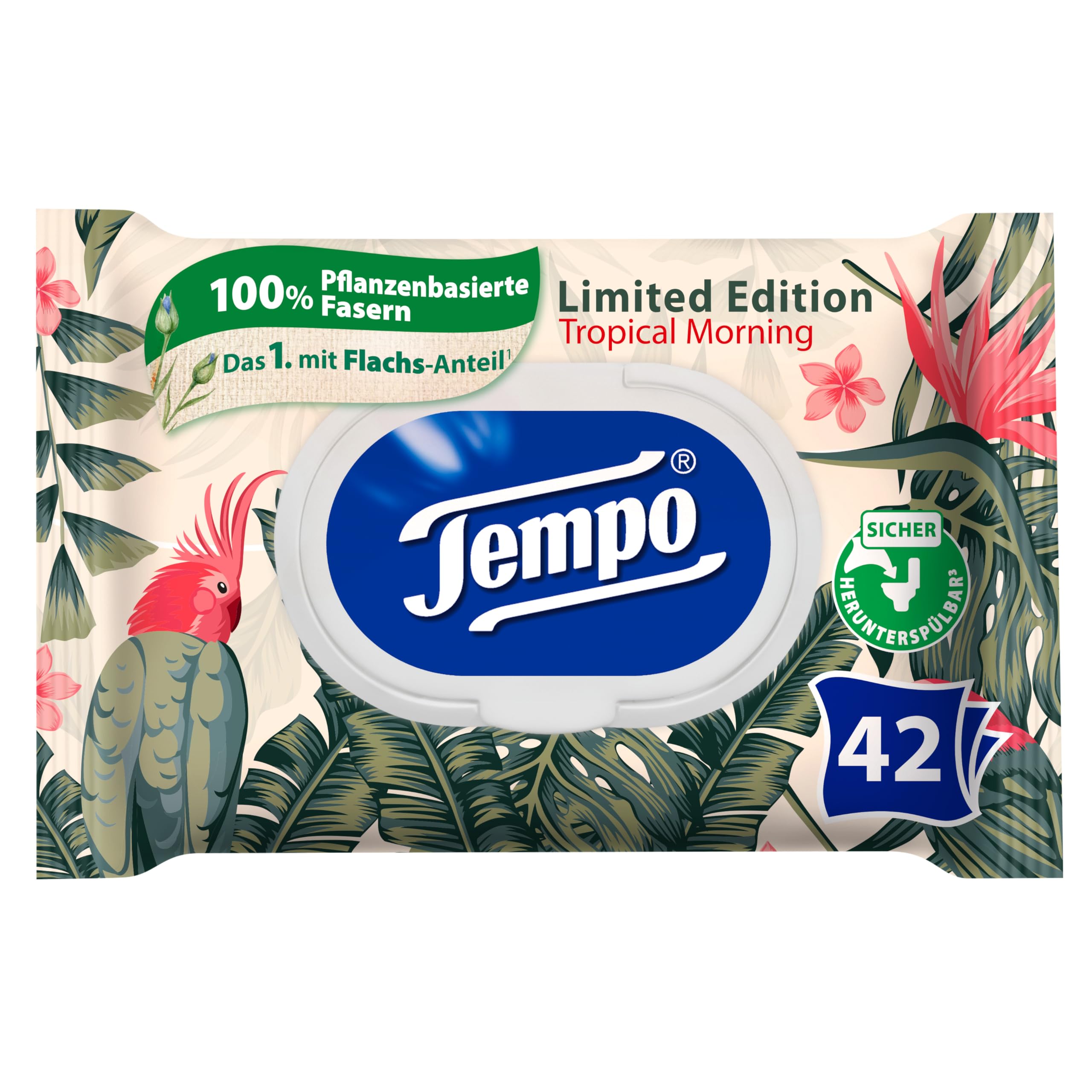Lingettes Humides Tempo Édition Limitée Motif Floral - Lot De Papier Toilette Humide