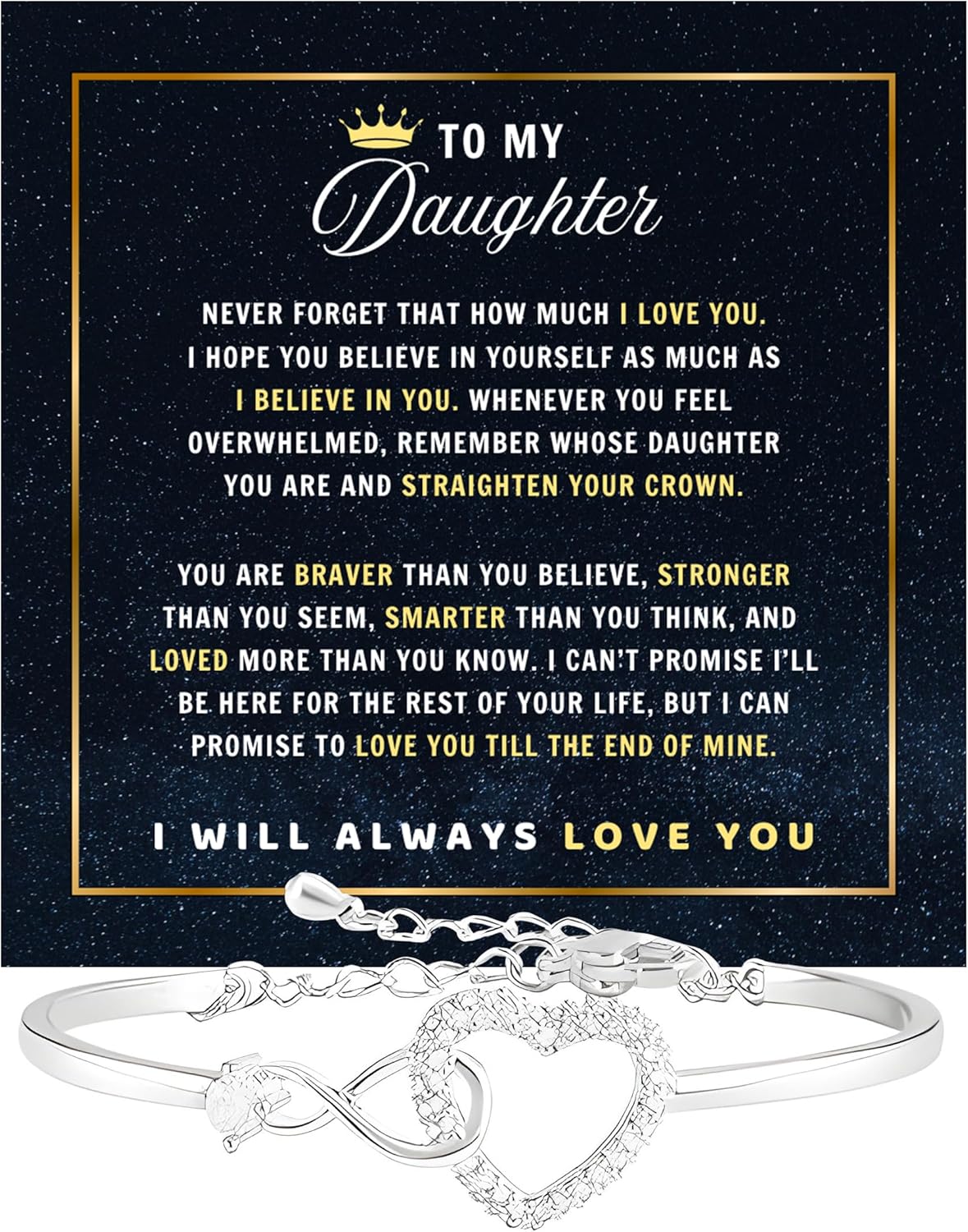 To My Daughter Bracelet From Mom Or Dad, Daughter Bracelet, Daughter Gift, I love you Daughter, Jewelry Gift For Daughter On Birthday, Graduation With Heartfelt Message & Elegant Box