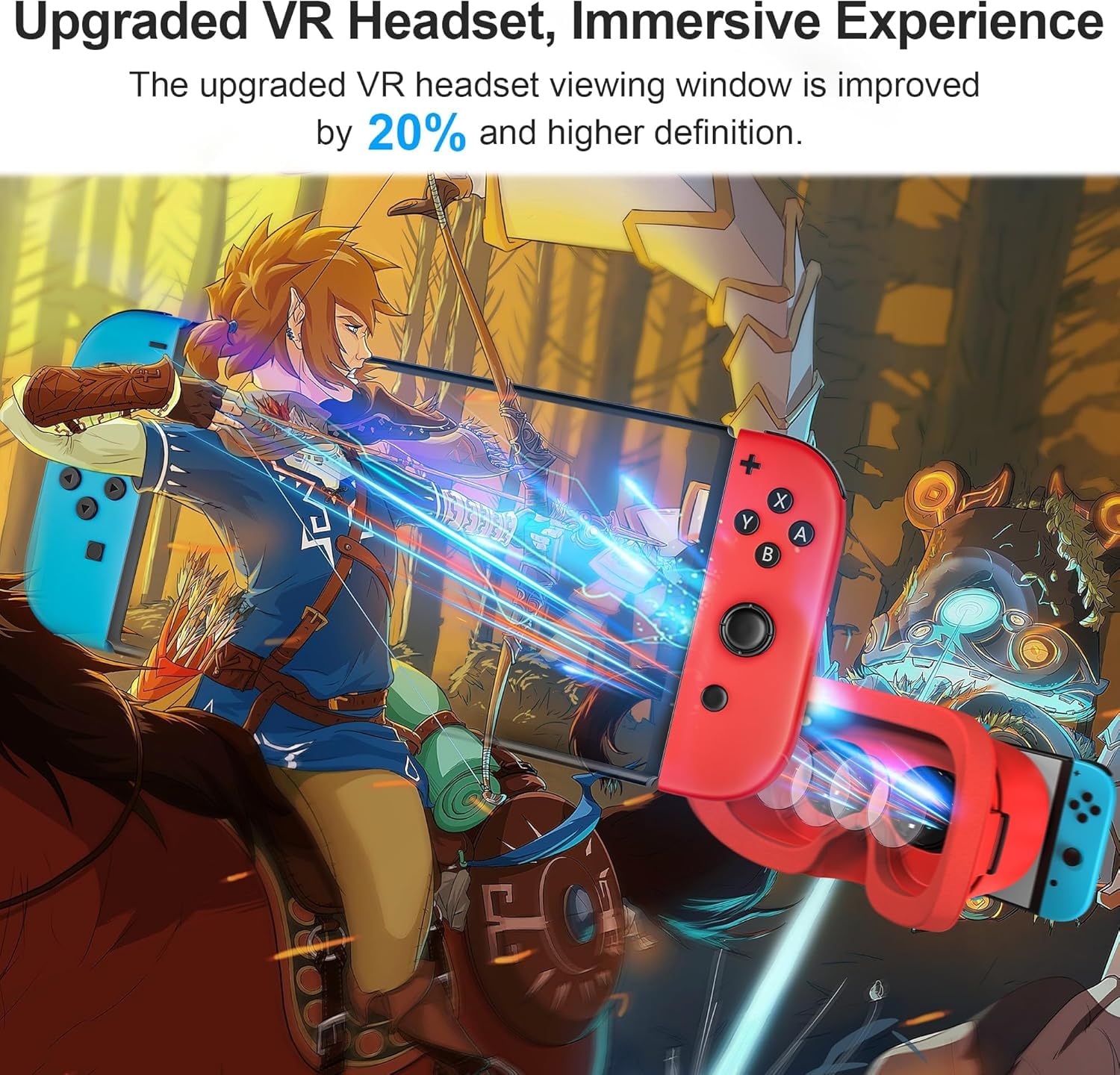 Auriculares de realidad virtual mejorados para Nintendo Switch y Switch OLED, gafas de realidad virtual con lentes HD ajustables y cómoda diadema, Labo VR Kit Gafas 3D para accesorios de conmutación — view 2
