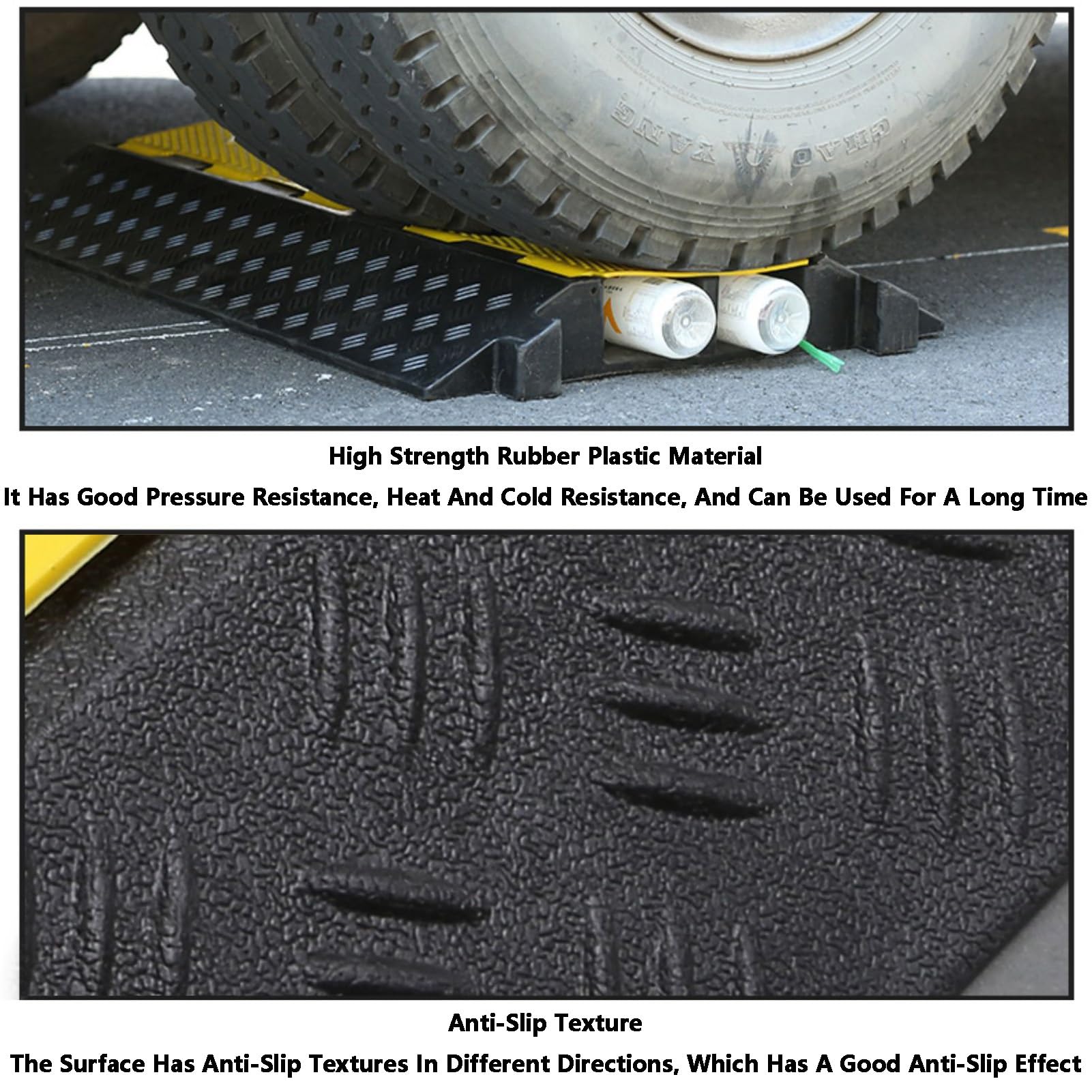 Heavy Duty Speed Bumps per vialetto, parcheggio, strada, protezione cavi in gomma, 100 x 35 x 6,5 cm