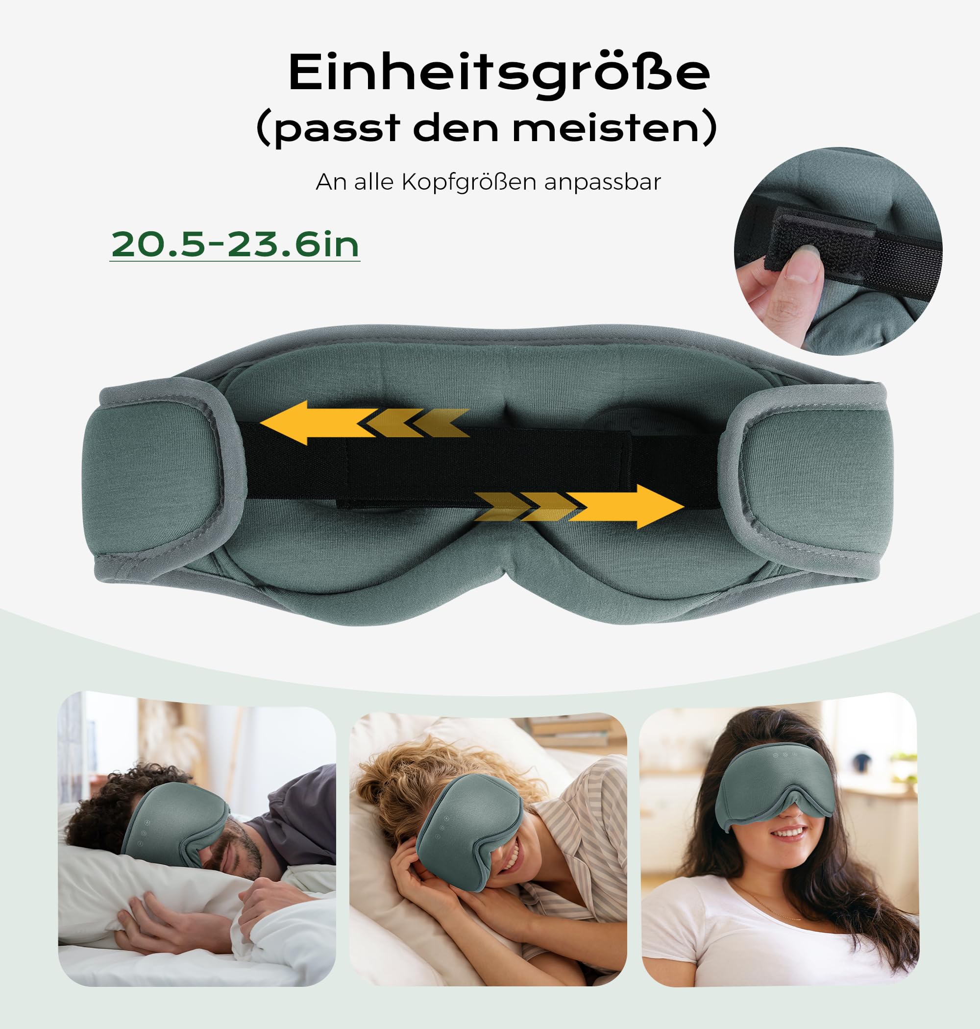 MUSICOZY Schlafmaske mit kopfhörer | 100% Schatten 3D Schlafkopfhörer schlafmaske Bluetooth Weich Augenmaske aus Bio-Bambus-Baumwolle für Reisen,erholsamen| Bluetooth 5.4 Schlaf Kopfhörer