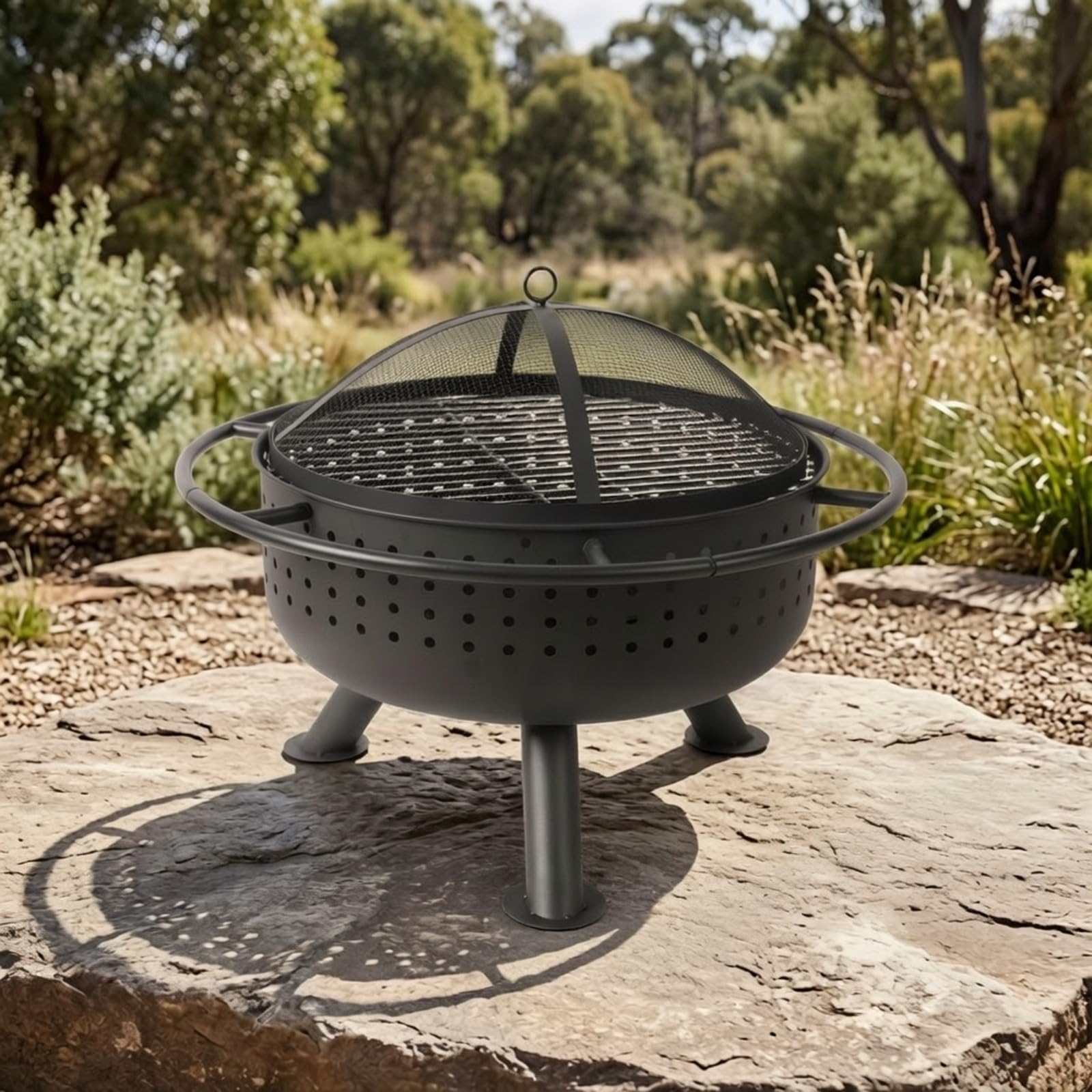 rockible Brasero Barbecue Chauffage à Charbon, Brasero Grille Cuisson, Polyvalent, pr, Terrasse, Familles