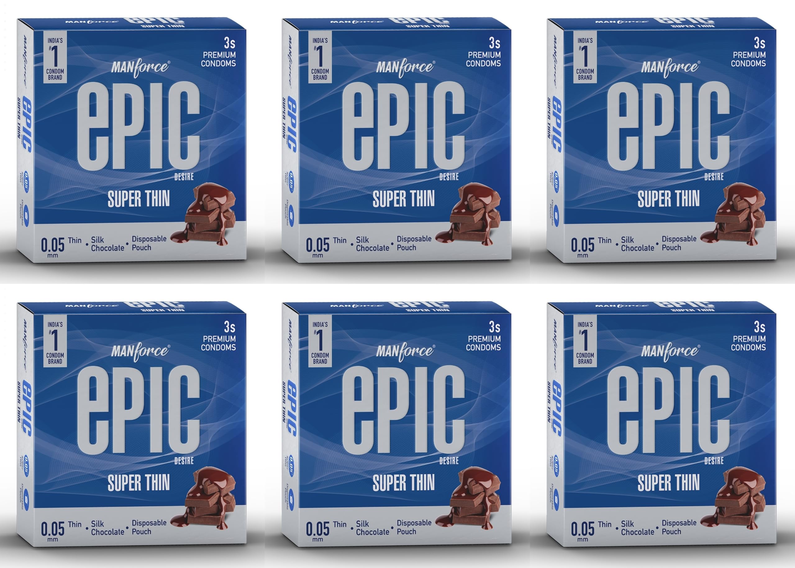 Manforce Epic Desire Super Thin Premium Condoms - Silk Chocolate Flavor, Ultra Fine Contour Sensation Design for Men - Pack of 3 x Pack of 6-image-13