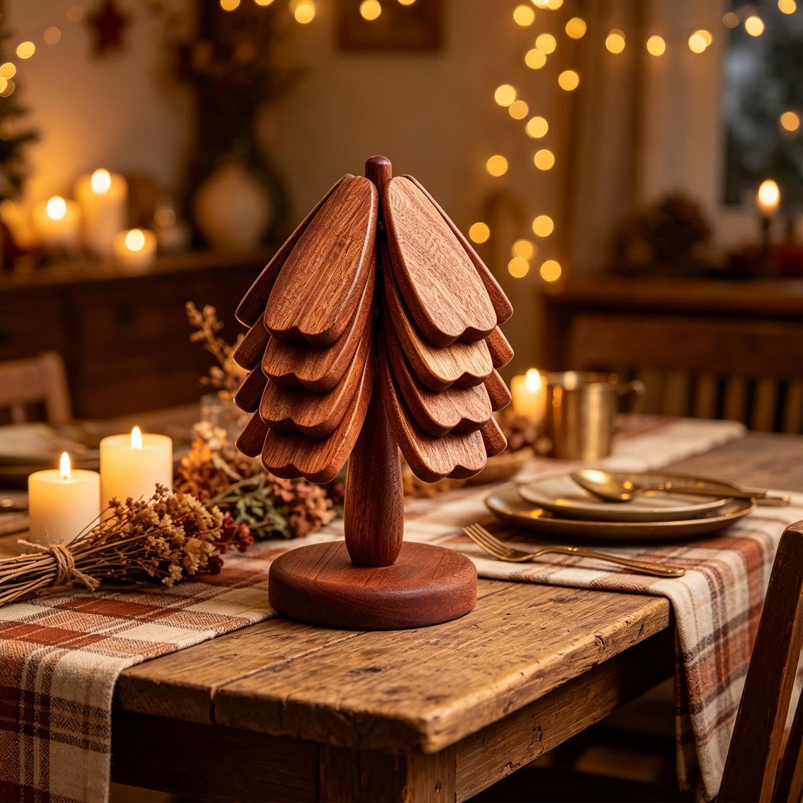 Dessous De Plat Sapin De Noël Dessous de Plat Chaud Pliable en Bois