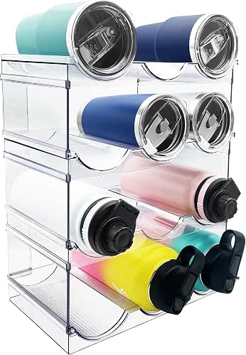 Spaclear 4 Pack Water Bottle Organizer, Stackable Kitchen Pantry Organization