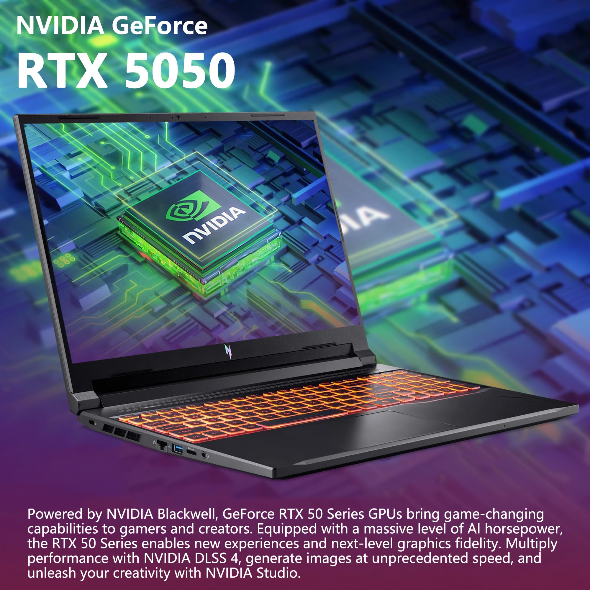 acer Nitro V 16 AI Gaming Laptop | 16" WUXGA IPS 180Hz | AMD Hexa-Core Ryzen 5 240 | 16GB DDR5 512GB SSD | GeForce RTX 5050 8GB DLSS4 (fino a 440 AI Top) | Tastiera retroilluminata Win11 con