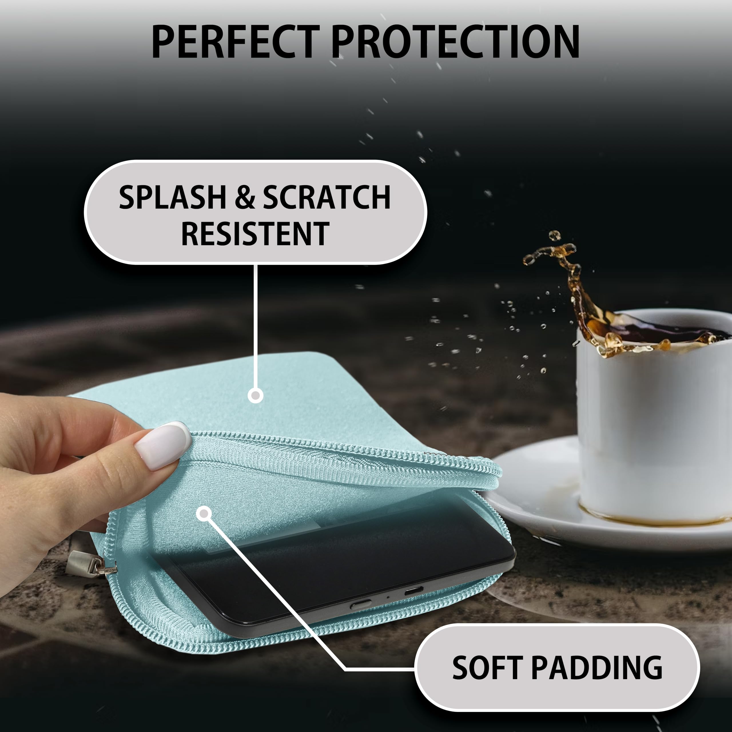 MyGadget Custodia in Neoprene per Tablet fino a 6,8 Pollici [ 19 x 13,5 cm ] - Custodia Protettiva per Kindle Paperwhite [ 2024 ] | Tolino Vision 1-4 | Shine 1-3 - Blu Chiaro